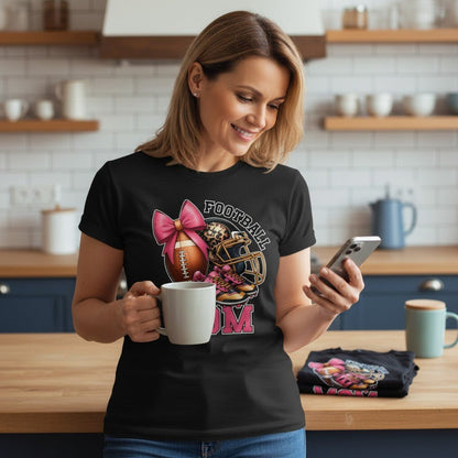 Football Mom Graphic T-Shirt -- 100% Cotton Premium Tee