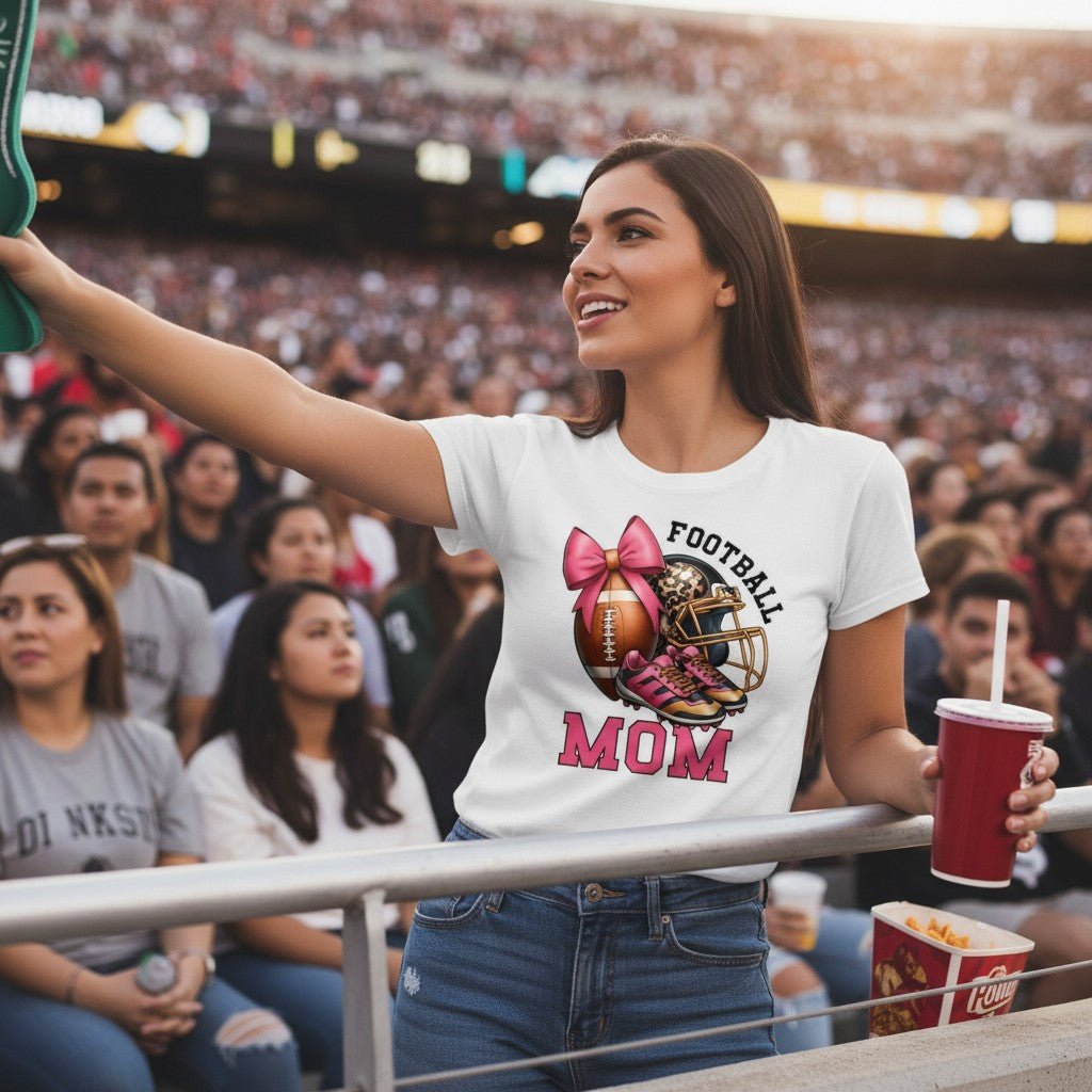 Football Mom Graphic T-Shirt -- 100% Cotton Premium Tee