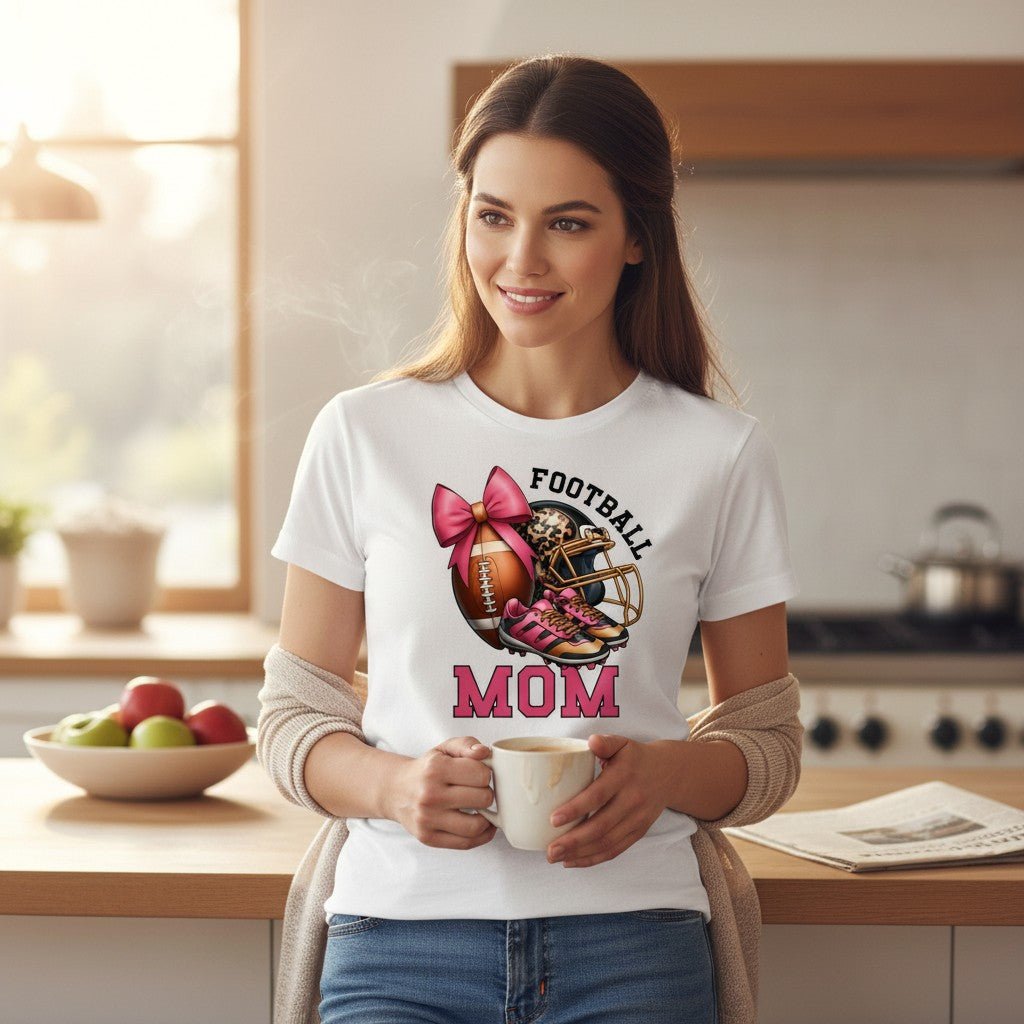 Football Mom Graphic T-Shirt -- 100% Cotton Premium Tee