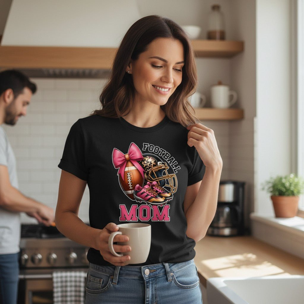 Football Mom Graphic T-Shirt -- 100% Cotton Premium Tee