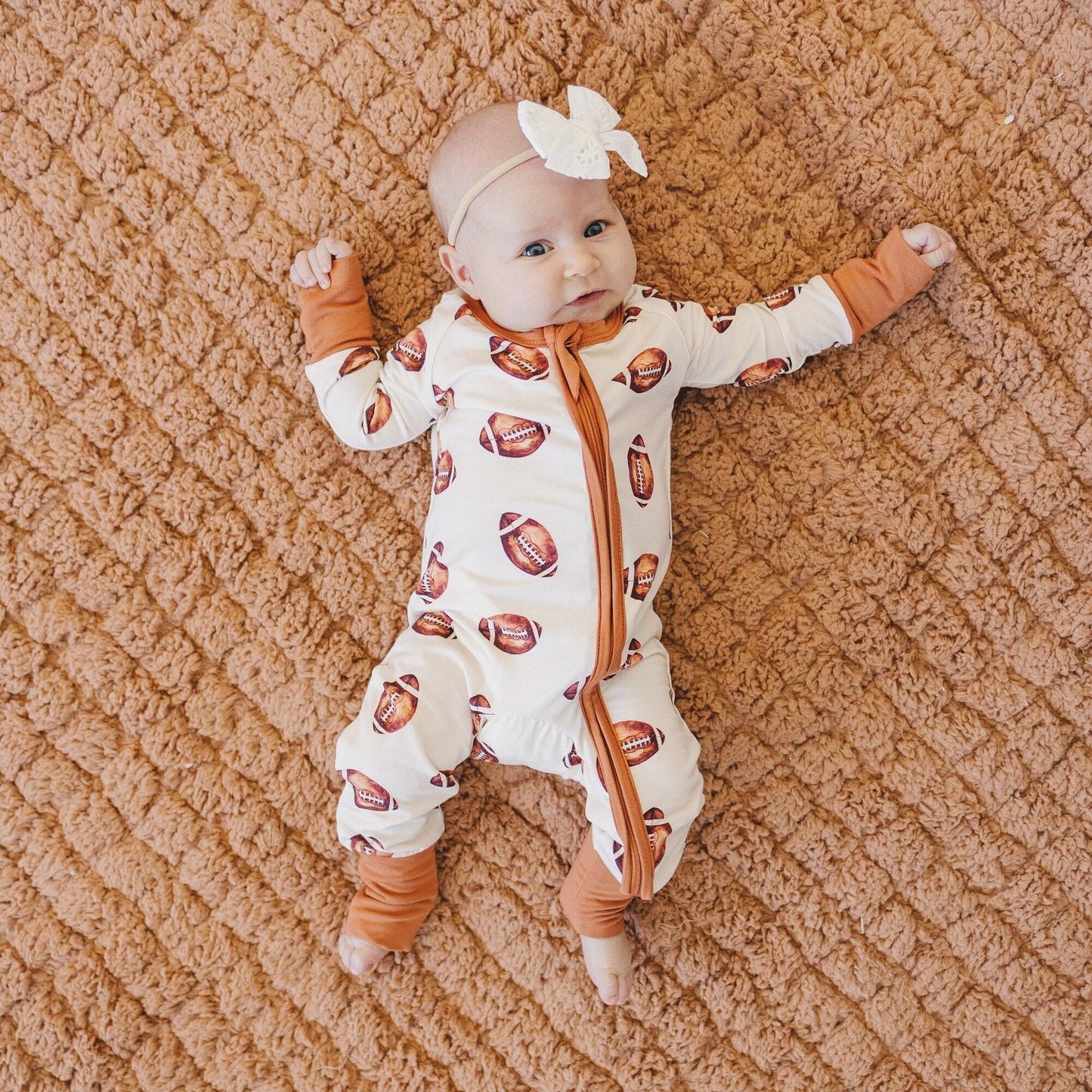 Football Print Bamboo Bubble Romper for Baby