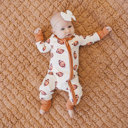 Football Print Bamboo Bubble Romper for Baby