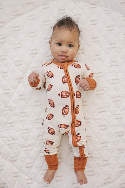 Football Print Bamboo Bubble Romper for Baby