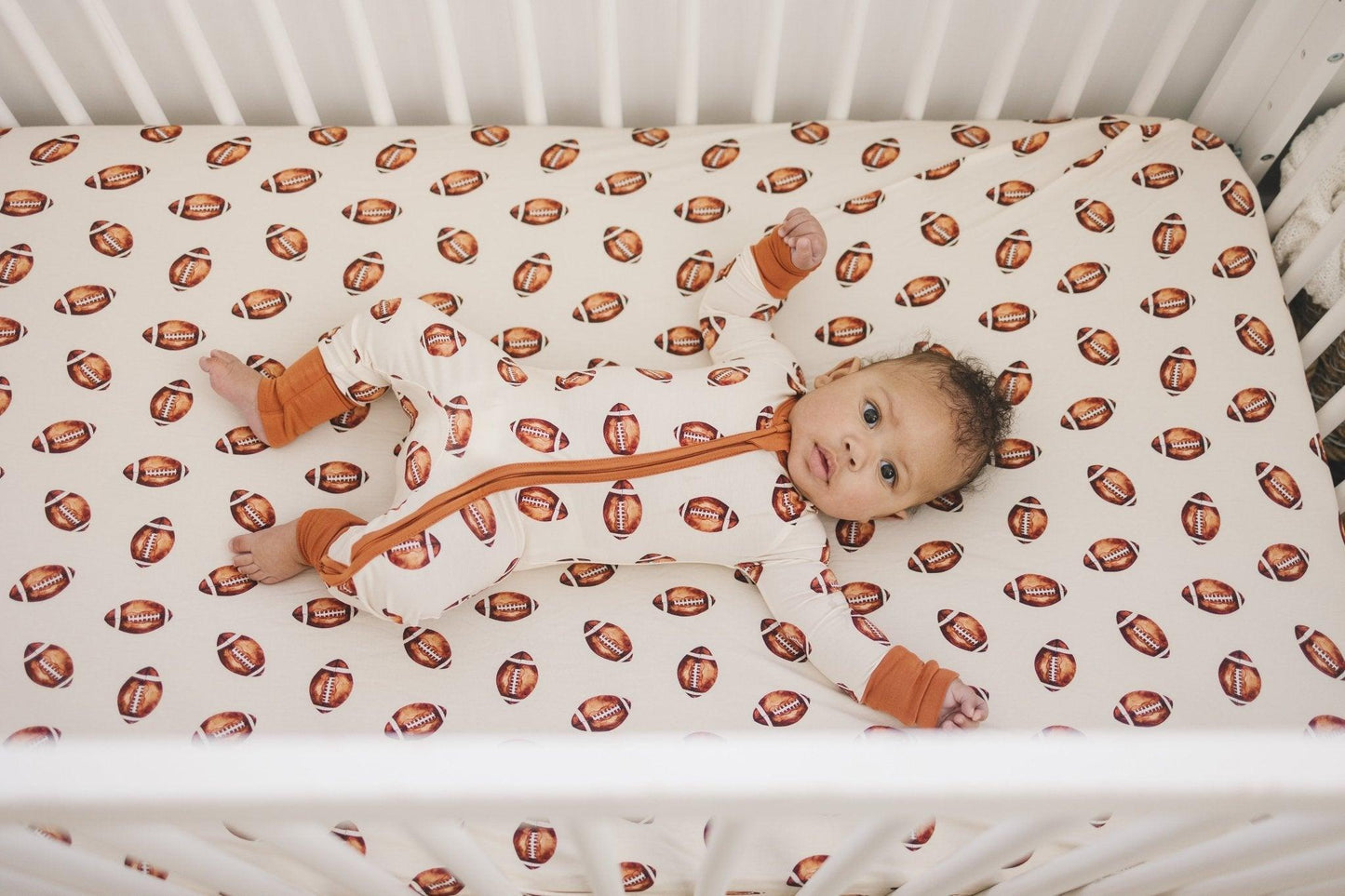 Football Print Bamboo Bubble Romper for Baby