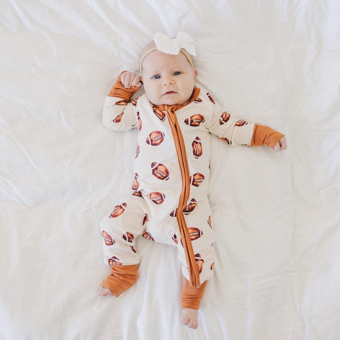 Football Print Bamboo Bubble Romper for Baby