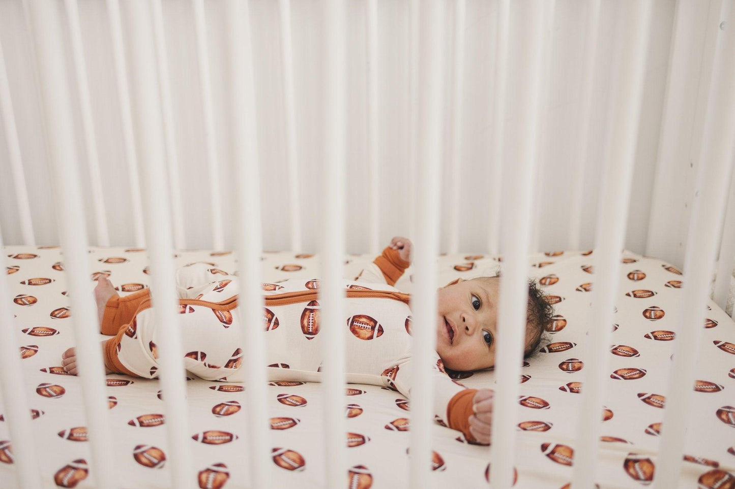 Football Print Bamboo Bubble Romper for Baby