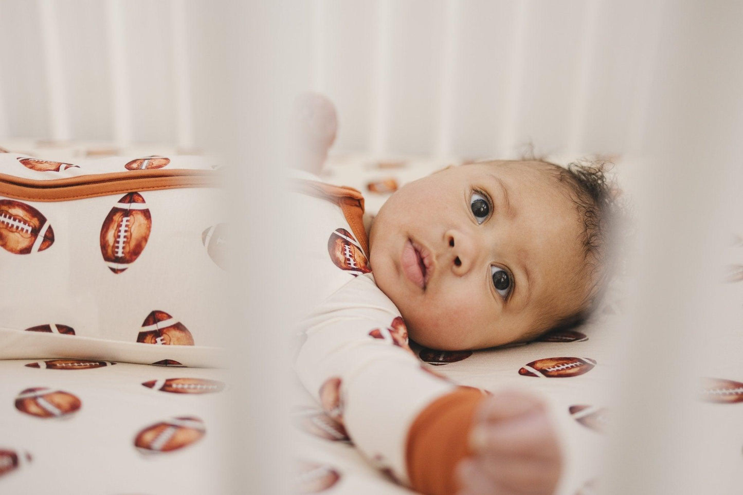 Football Print Bamboo Bubble Romper for Baby