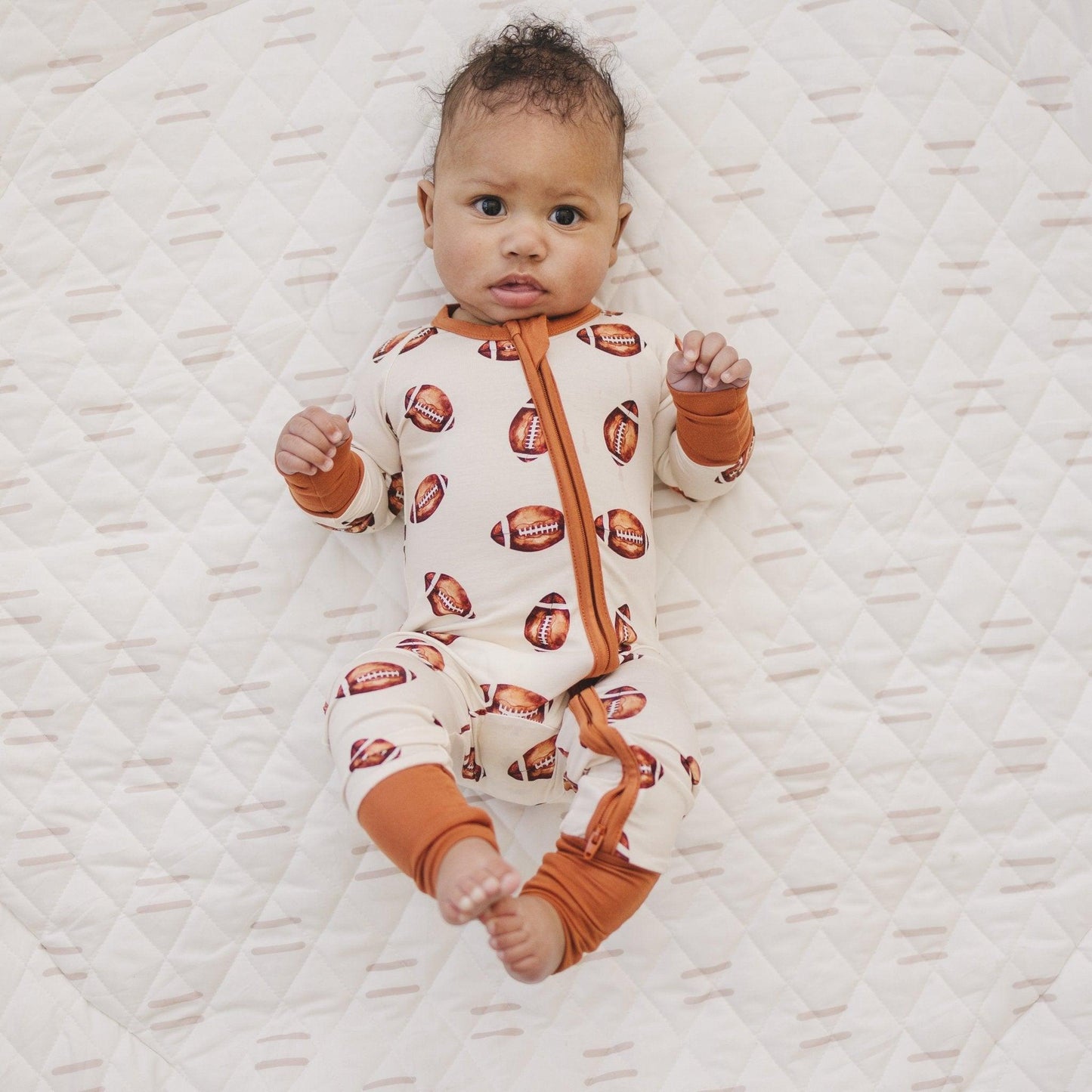 Football Print Bamboo Bubble Romper for Baby