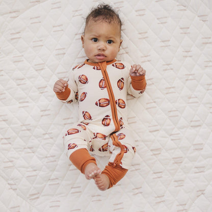 Football Print Bamboo Bubble Romper for Baby