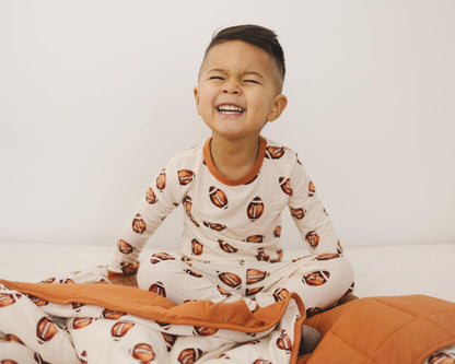 Football Print Quilted Bamboo Blanket for Baby -- 1.0 Tog