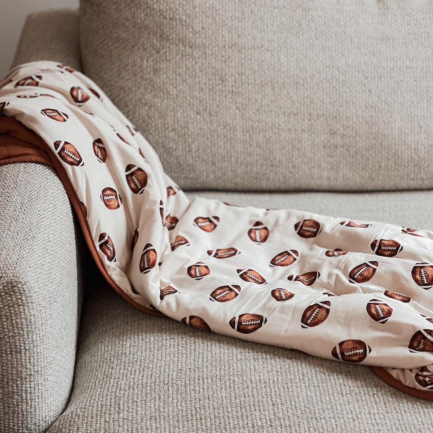 Football Print Quilted Bamboo Blanket for Baby -- 1.0 Tog