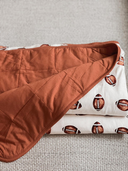 Football Print Quilted Bamboo Blanket for Baby -- 1.0 Tog