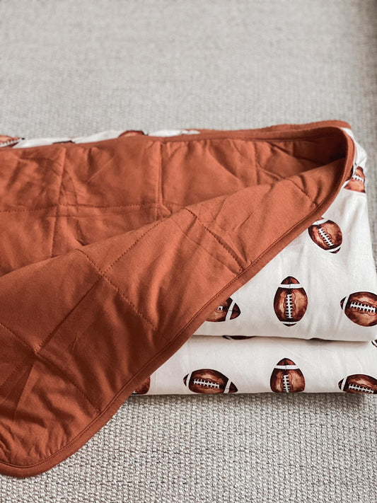 Football Print Quilted Bamboo Blanket for Baby -- 1.0 Tog