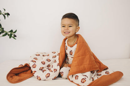 Football Print Quilted Bamboo Blanket for Baby -- 1.0 Tog