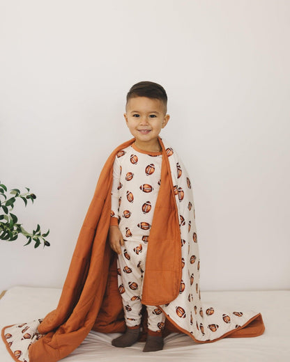 Football Print Quilted Bamboo Blanket for Baby -- 1.0 Tog