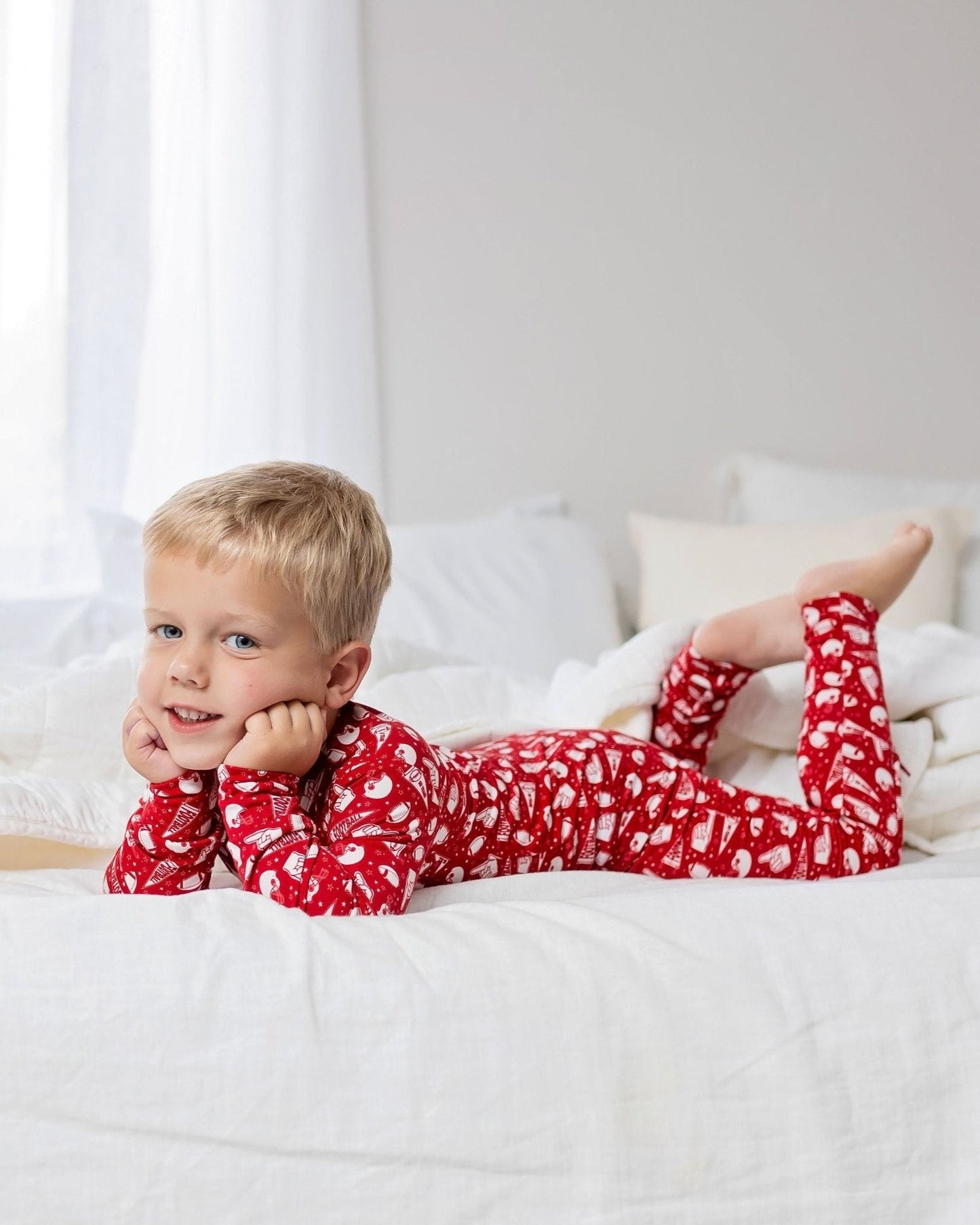 Football Print Bamboo Toddler Pajama Set