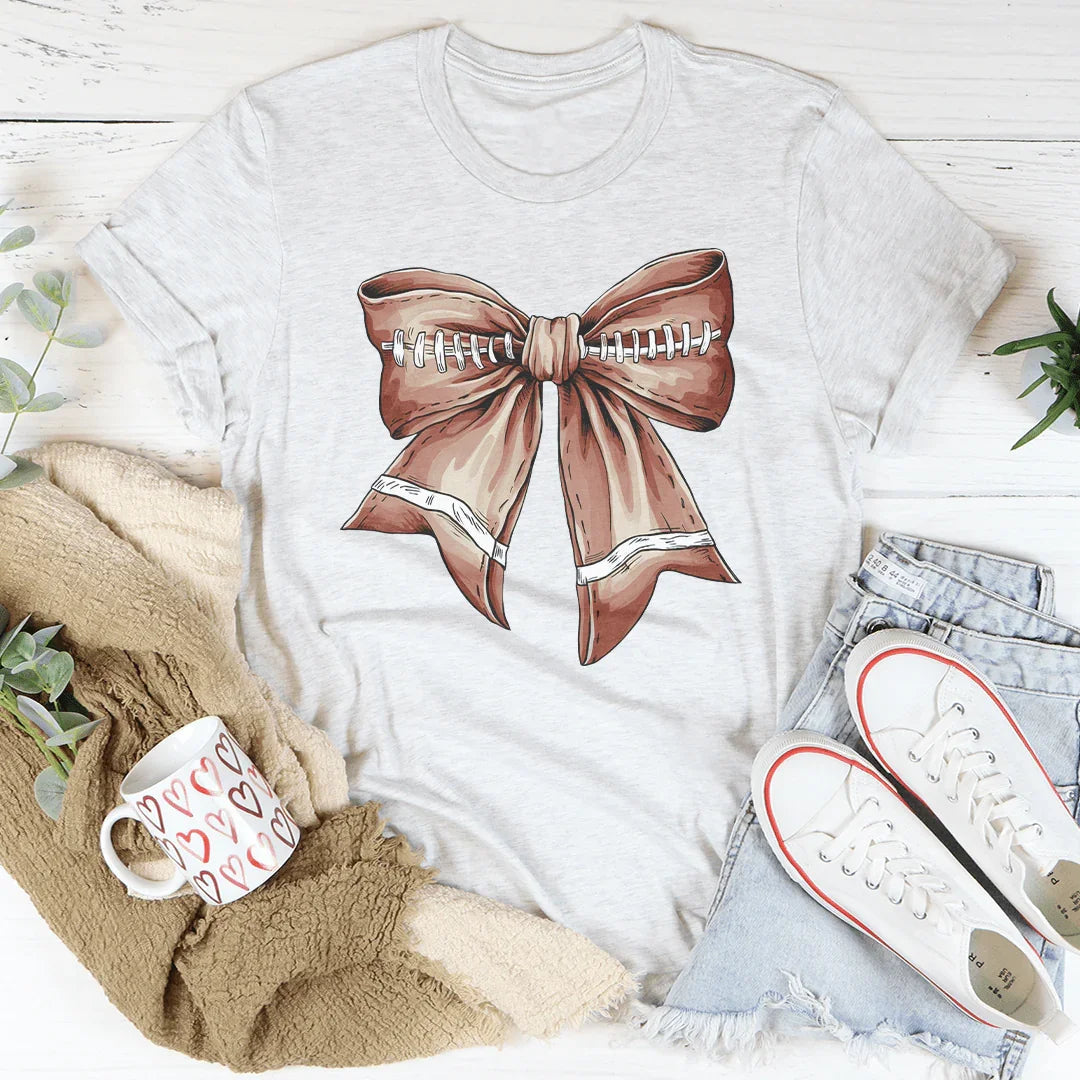 Football Vintage Bow Tee -- Girls Graphic Tee