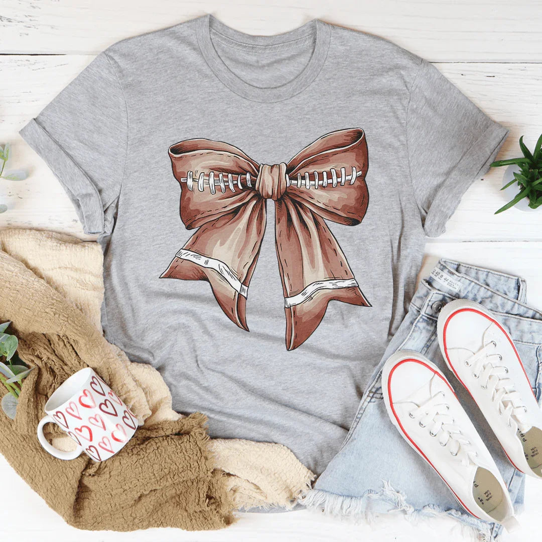 Football Vintage Bow Tee -- Girls Graphic Tee