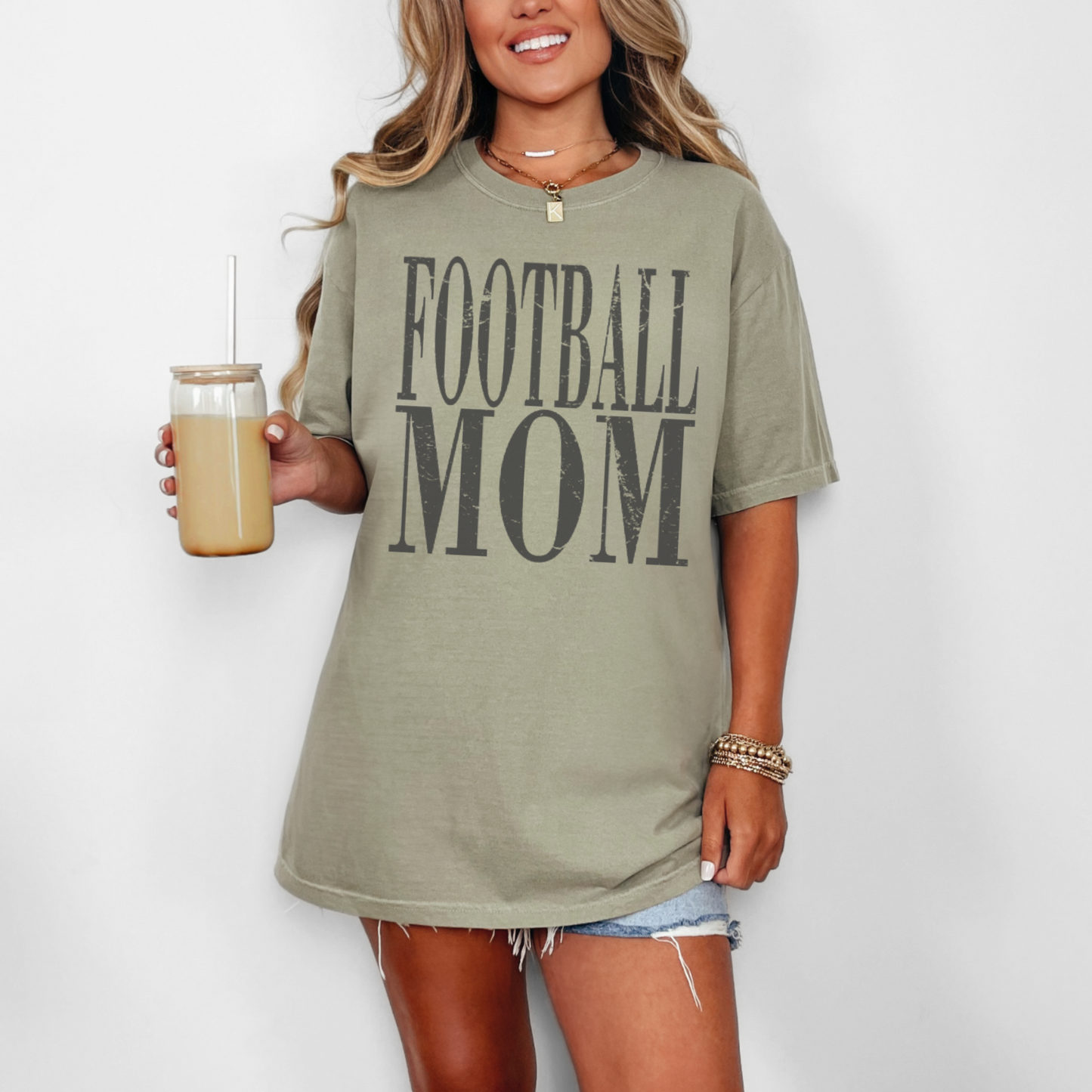 Distressed Football Mom -- Graphic Tee