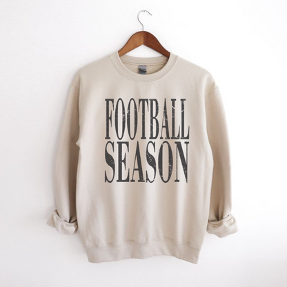 Distressed Football Season -- Crewneck Sweatshirt