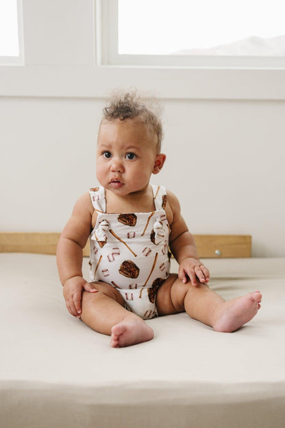 Grand Slam Baseball Bamboo Knotted Shortalls for Baby