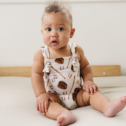 Grand Slam Baseball Bamboo Knotted Shortalls for Baby