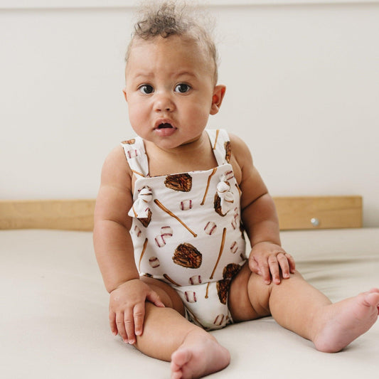 Grand Slam Baseball Bamboo Knotted Shortalls for Baby