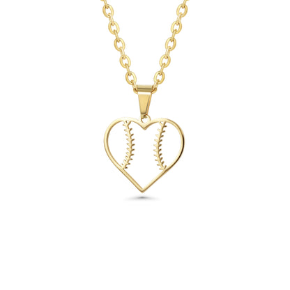 Heart Seams Baseball Necklace
