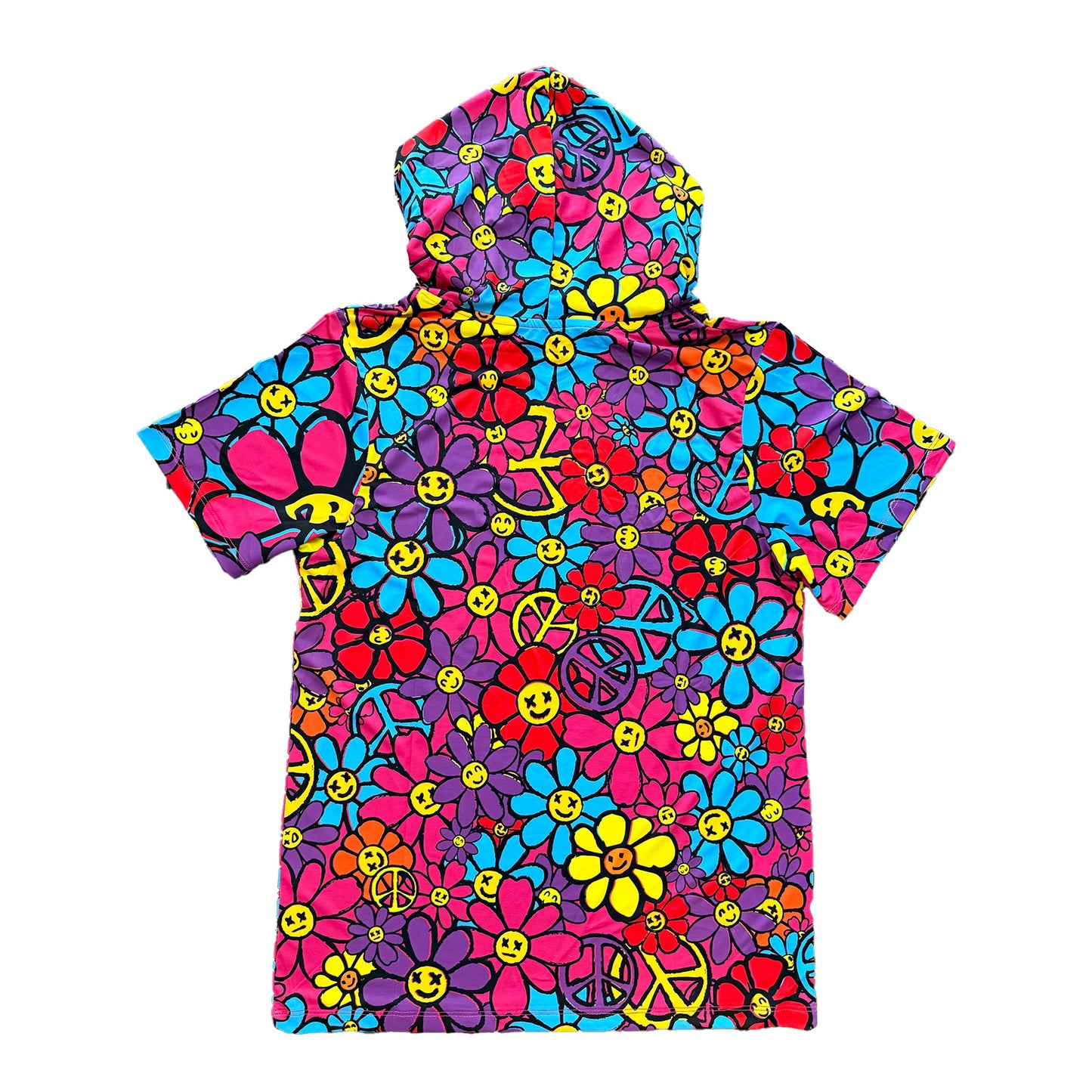 Woke Up RAD - Premium Short Sleeve Hooded Tee (Peace & Petals)