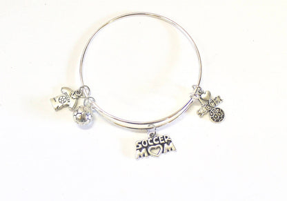 Soccer Mom Expanding Bangle Charm Bracelet