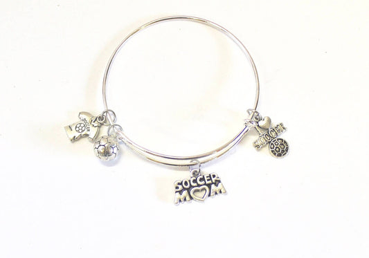 Soccer Mom Expanding Bangle Charm Bracelet