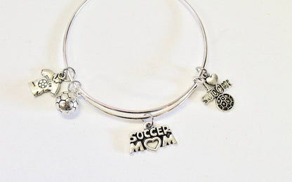 Soccer Mom Expanding Bangle Charm Bracelet