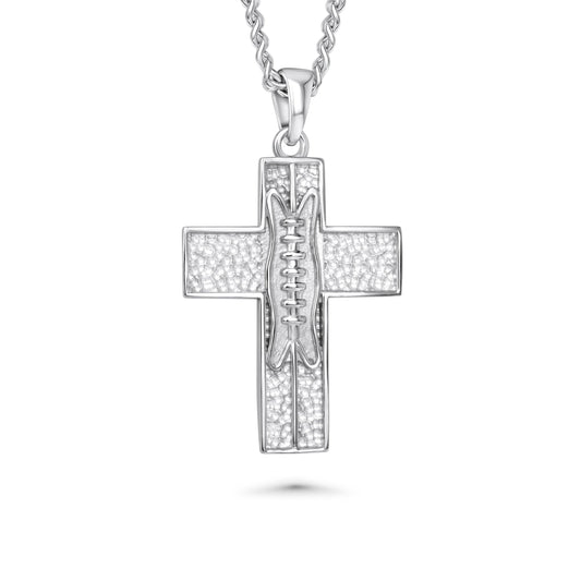 XL Pigskin Football Cross Necklace