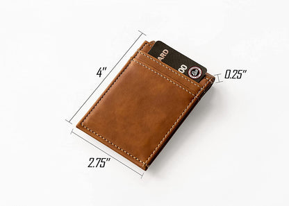 Philadelphia Eagles Premium Brown Leather Wallet, Front Pocket Magnetic Money Clip, Laser Engraved, Vegan