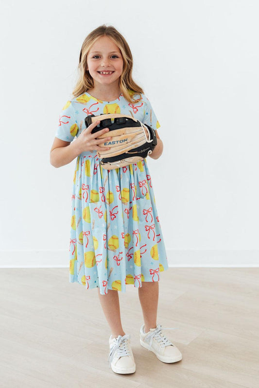 Softball Sweetie Short Sleeve Twirl Dress with Pocket