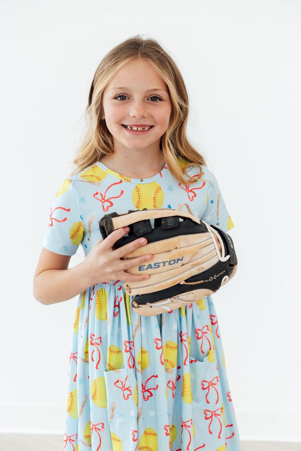Softball Sweetie Short Sleeve Twirl Dress with Pocket