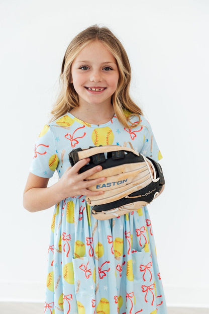 Softball Sweetie Short Sleeve Twirl Dress with Pocket