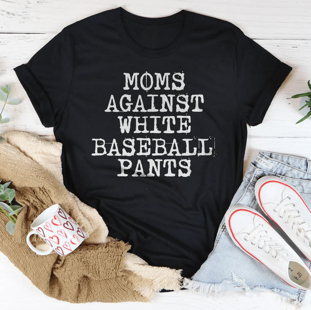 Moms Against White Baseball Pants Tee