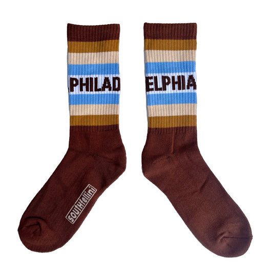 Philadelphia Sunrise Socks — Coffee Colorway