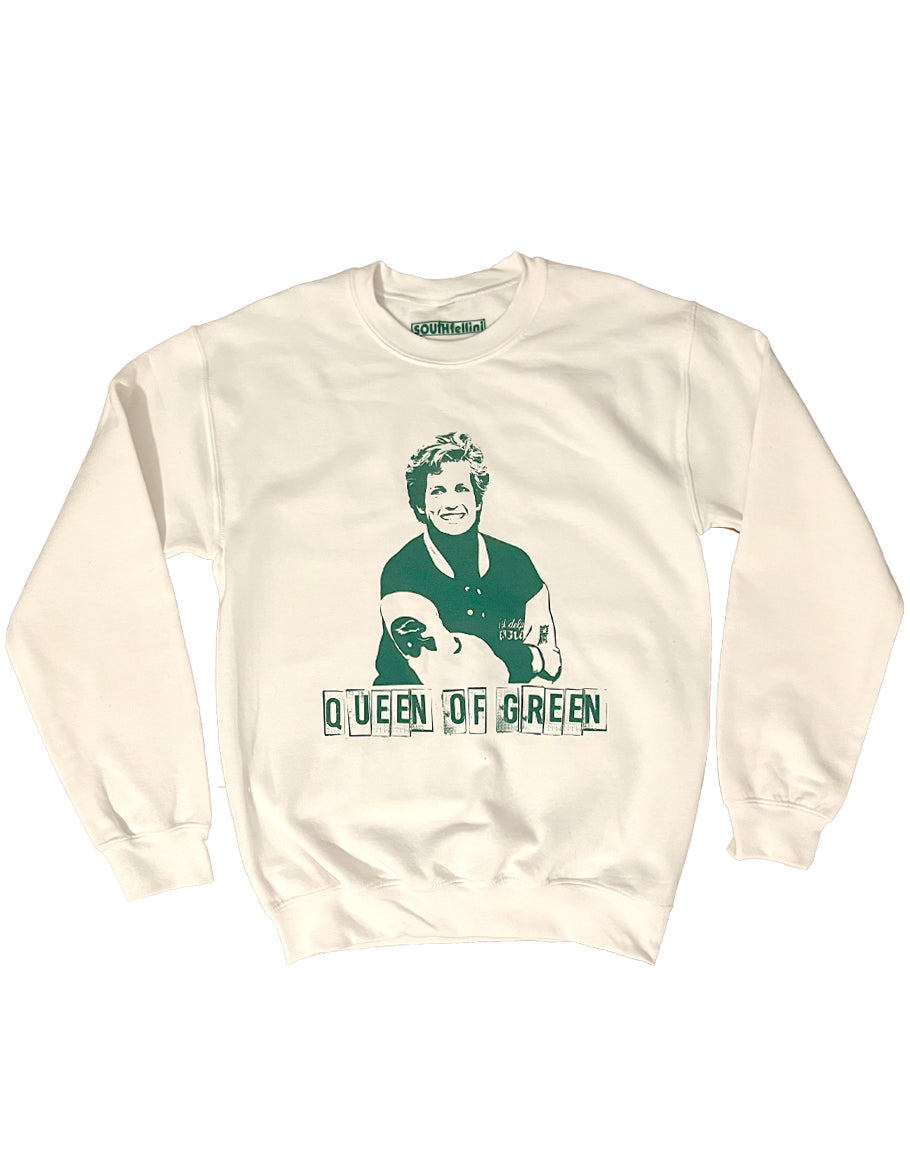 Queen of Green — Eagles Fan Sweatshirt in White