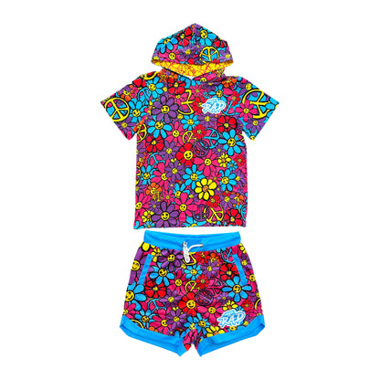 Woke Up RAD - Premium Short Sleeve Hooded Tee (Peace & Petals)