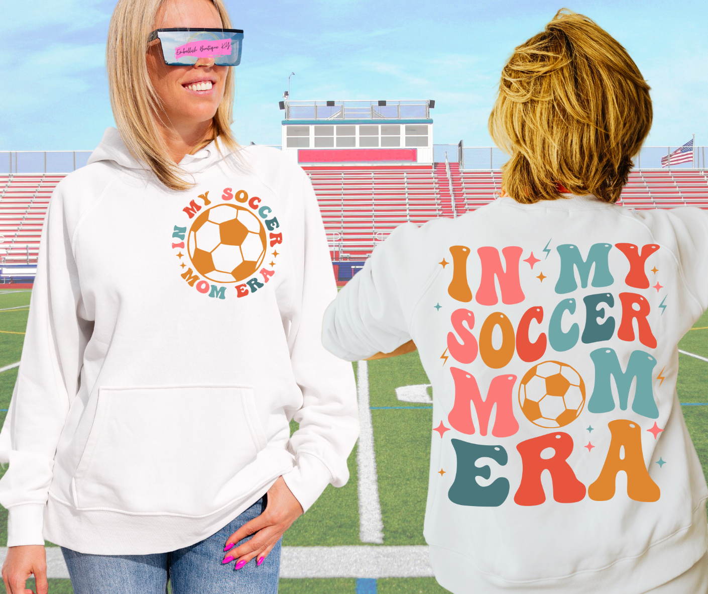 In My Soccer Mom Era -- Colorful Front and Back Graphic Tee