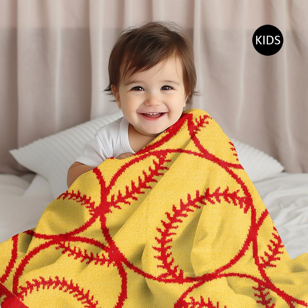 Kids Softball Patterned Reversible Throw Blanket